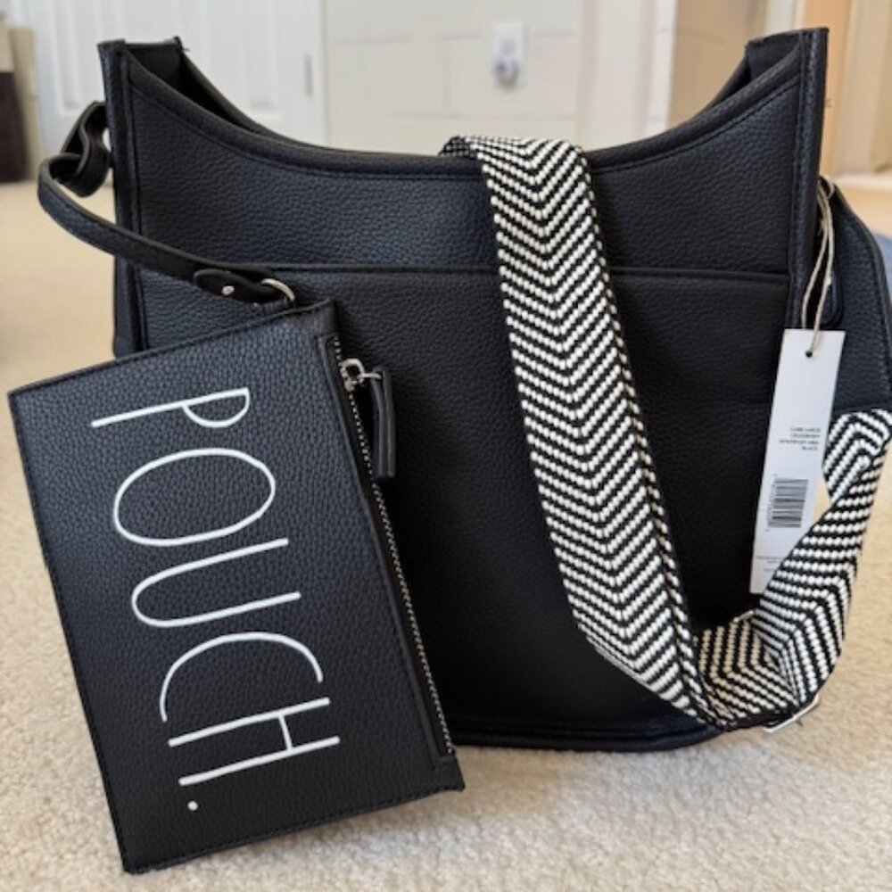 Rae Dunn Crossbody bag with pouch in black (NWT)